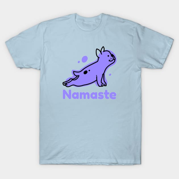 French Bulldog Stretching Namaste Yoga T-Shirt by Spirit Animals 21